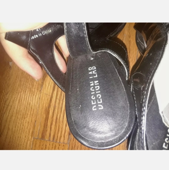 2/$25 Design Lab Black shiny vinyl stiletto cage heels - Picture 2 of 7